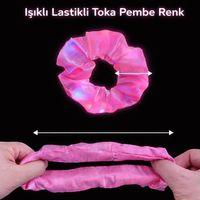Pembe Renk Led Işıklı Lastikli Saç Tokası