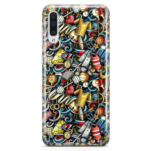 Samsung Galaxy A70 Kılıf Dambıl Bilardo Doodle Arka Kapak Koruma Desenli Full Koruyucu