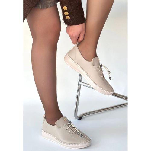 Warte Bej Deri Bağcıklı Spor Ayakkabı