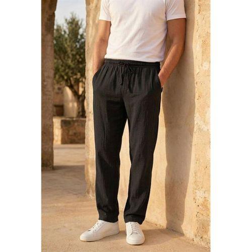 Hafif ve Rahat Müslin Baggy Erkek Pantolon - Siyah