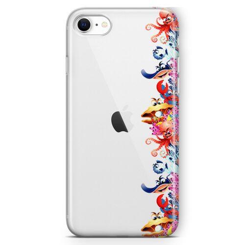 Apple iPhone SE 2020 Kılıf Ahtapot Nemo Mercan Arka Kapak Koruma Desenli Full Koruyucu