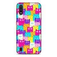 Lopard Samsung Galaxy A01 Uyumlu Kılıf Kediler (34) Slim Armor Kılıf Rengarenk