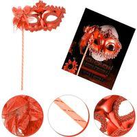 Kırmızı Işıltılı Tutmalı Fotoğraf Çekimi Maskesi