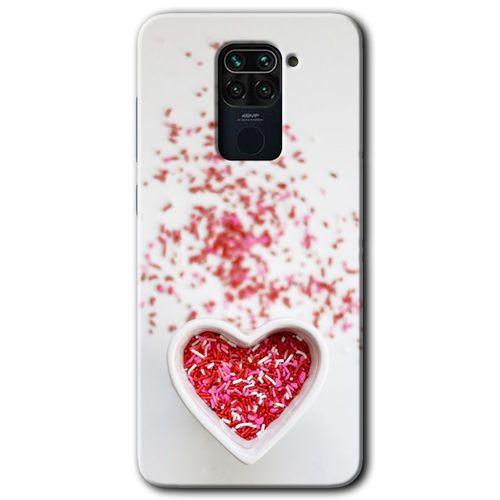 MRCİLETİSİM Xiaomi Redmi Note 9 Kılıf Kapak - Kalpli Şekerleme +Hayalet Ekran Yandan Gözükmez