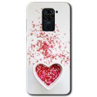 MRCİLETİSİM Xiaomi Redmi Note 9 Kılıf Kapak - Kalpli Şekerleme +Hayalet Ekran Yandan Gözükmez