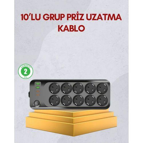10 Prizli Uzatma Kablosu Termal Koruma Usb Type-c Hızlı Şarj 2500w