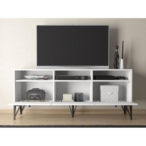 Wood'n Love Rhea 160 Cm Dolaplı, Minifiks Bağlantı, Geniş Tv Ünitesi - Konsol - Beyaz / Siyah