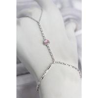 Gümüş Renk Pirinç Zirkon Taşlı Pembe Kalp Model Şahmeran