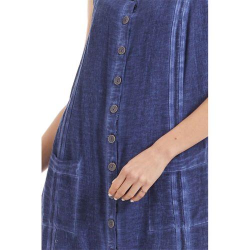 Şile Bezi İndigo Kolsuz Yakalı Elbise