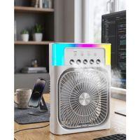 Su Püskürtmeli Mini Klima Fan Usb Şarjlı Masaüstü Soğutucu Rgb Işıklı