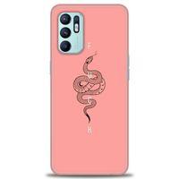 Oppo Reno 6 Kılıf HD Baskılı Kılıf - Pembe Yılan + Tam Ekran Koruyucu