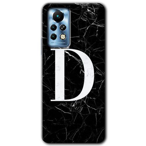 İnfinix Note 11 Pro Kılıf HD Desen Baskılı Arka Kapak - Siyah Mermer Desenli D Harfi