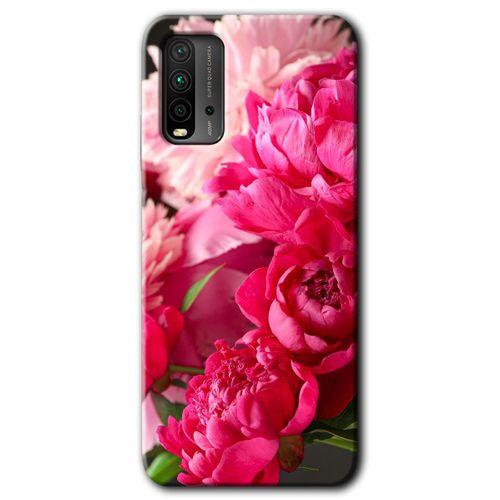 Poco M3 Kılıf HD Desen Baskılı Arka Kapak + Temperli Cam - Kırmızı Beyaz Gül