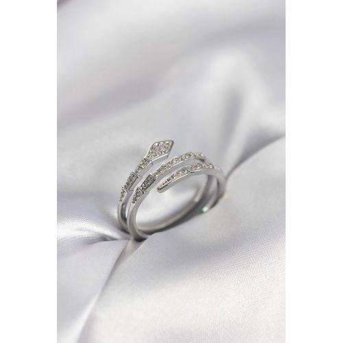 Yılan Model Gümüş Renk Zirkon Taşlı Kadın Yüzük