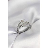 Yılan Model Gümüş Renk Zirkon Taşlı Kadın Yüzük