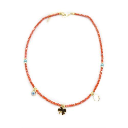 Yonca Boncuk Kolye - Nar Çiçeği