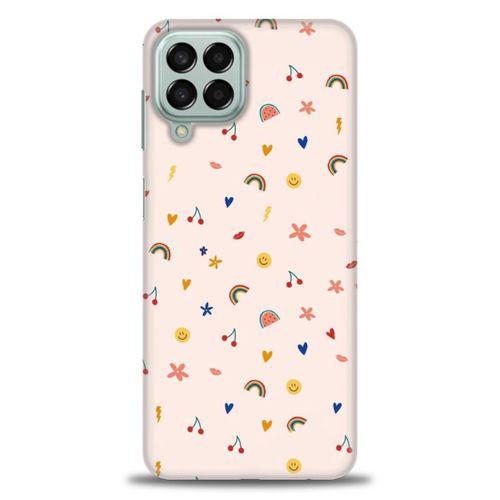 Samsung Galaxy M33 Kılıf HD Baskılı Kılıf - Kiraz ve Gökkuşağı + Tam Ekran Koruyucu