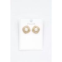 İncili Baget Taşlı Küpe - Altın