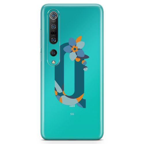 Xiaomi Mi 10 Kılıf Q Harfi Çiçekli Arka Kapak Koruma Desenli Full Koruyucu