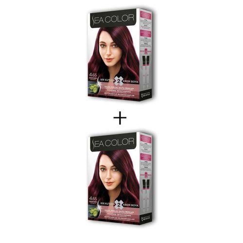 2X2 Tüp Krem Saç Boyası Seti Şarap Kızılı No:4.65