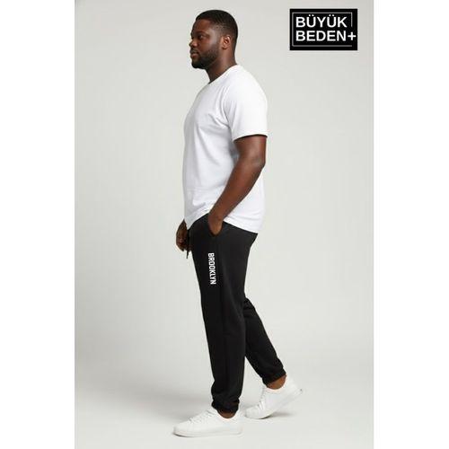 Erkek Büyük Beden BROOKLYN Baskılı Paça Lastikli Rahat Kesim Jogger İnce Eşofman Altı SPR26BEA951-2
