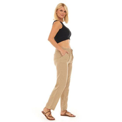 Müslin Vizon Beli Bağcıklı Cepli Kadın Yazlık Pantolon