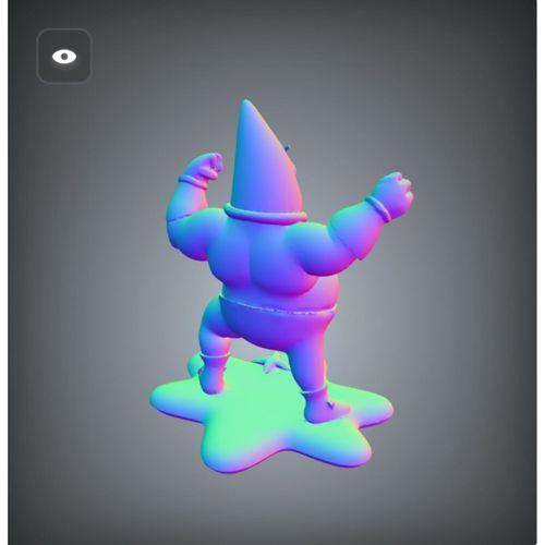 Chibi Style Patrick Star Superhero 3D Model-Kas’a bağlı SpongeBob Squarepants Karakter-6897582