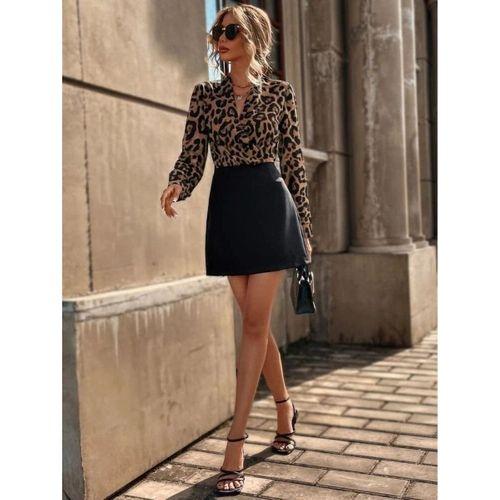 Kadın Uzun Kollu Kruvaze Yakalı üst Dalgıç Alt Ithal Krep Mini Elbise