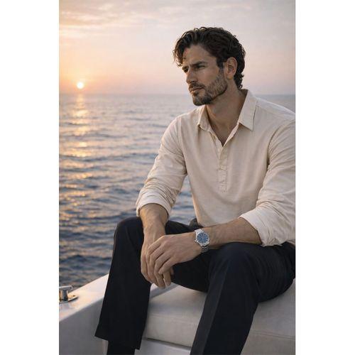 Yarım Pat Yakalı York Pamuk Kumaşlı Uzun Kollu Erkek Gömlek - Bej