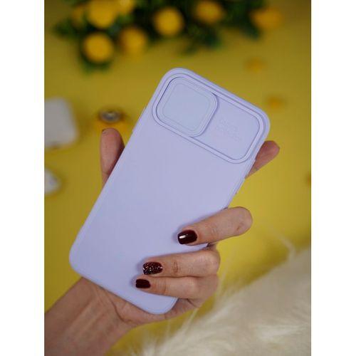 iPhone 11 Kamera Koruma Sürgülü Kapaklı Silikonlu Lila Kılıf