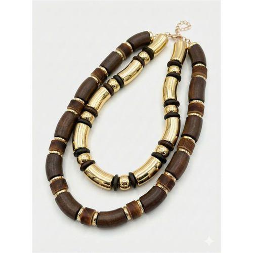 2'li Ahşap Kolye - Kahverengi