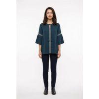 Kısa Kol Dicle Bağcıklı V Yaka Şile Bezi Yazlık Bluz Petrol Ptrl