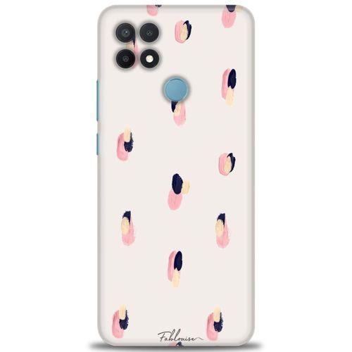 Oppo A15S Kılıf HD Baskılı Kılıf - Pembe Lacivert + Tam Ekran Koruyucu