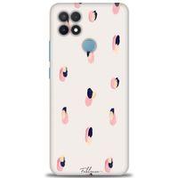 Oppo A15S Kılıf HD Baskılı Kılıf - Pembe Lacivert + Tam Ekran Koruyucu