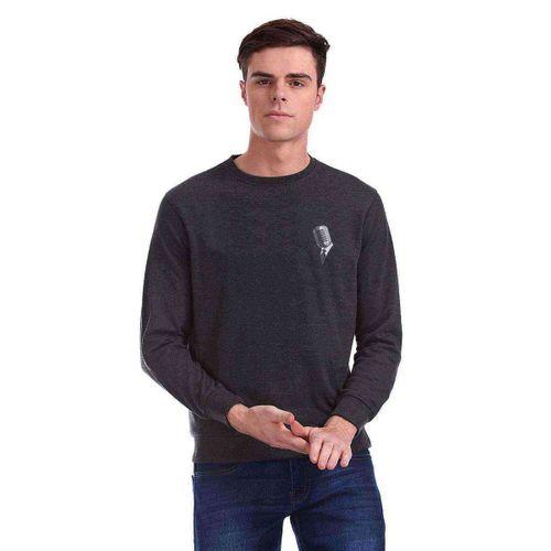 Mikrofon Baskılı Füme Antrasit Erkek Sweatshirt