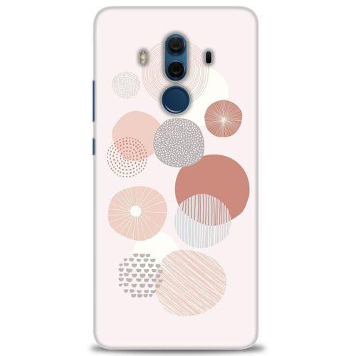 Huawei Mate 10 Pro Kılıf HD Baskılı Kılıf - Pembe Daireler + Tam Ekran Koruyucu