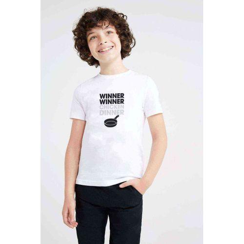 Pubg Wınner Tava Baskılı Unisex Çocuk Beyaz Tshirt