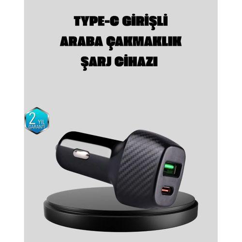 Pd Destekli 38w Araç Şarj Başlığı Type-c + Usb Çift Çıkış Hızlı Şarj