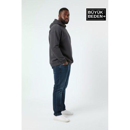 Erkek Büyük Beden Kapşonlu ince Sweatshirt SPR24BSW57