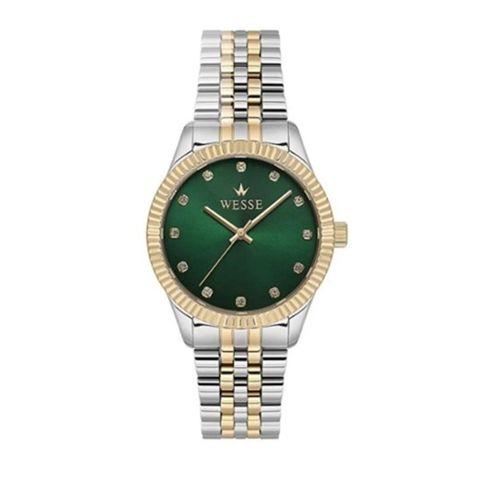 Wesse WWL1088B07 Quartz Çelik Altın/Gri Yeşil Kadran 36 mm Kadın Kol Saati