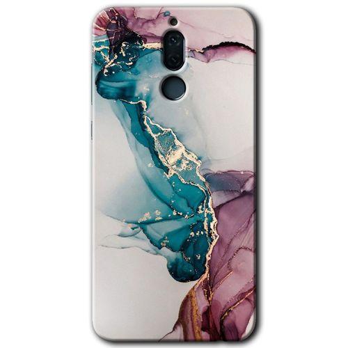 MRCİLETİSİM Huawei Mate 10 Lite Kılıf HD Desen Baskılı Arka Kapak + Temperli Cam - Liquid Mermer