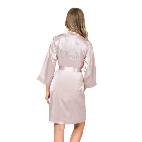 Pudra Kısa Saten Bride Sabahlık