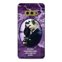 Samsung Galaxy S10e Kılıf Atatürk (10) Full Koruma Kılıfı Mor