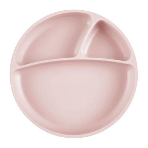 OiOi OiOi Porsiyon Vakum Tabanlı Silikon Tabak Pinky Pink