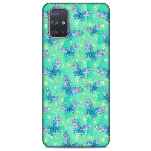 Samsung Galaxy A71 Kılıf Kelebek Etkisi (10) Full Koruma Kılıfı Fuşya Yeşil