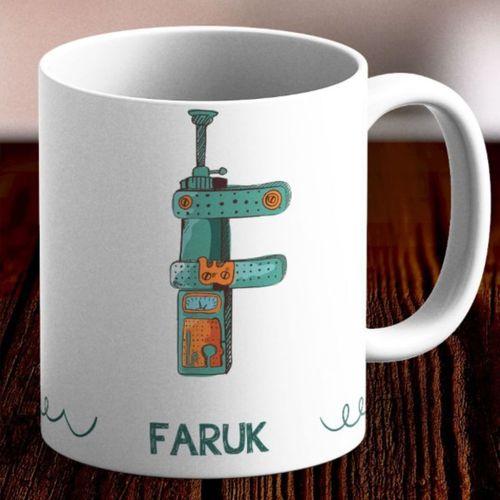 Kişiye Özel F Harfi Tasarımlı Kupa Bardak