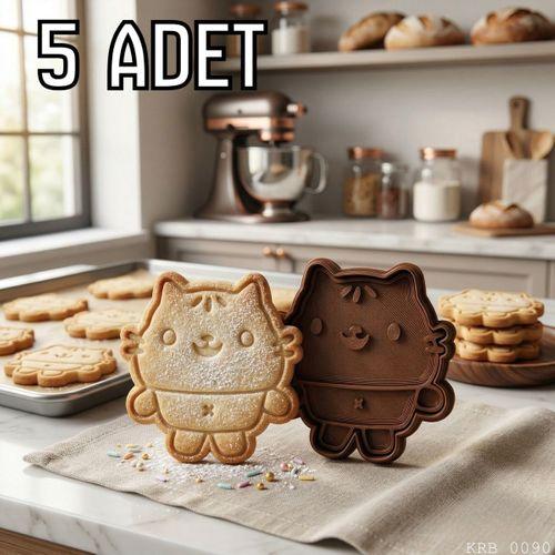5Li Tombul Kedi Hamur Şekillendirici Kurabiye Kalıbı Oyun Hamuru Kalıbı 6 5 cm