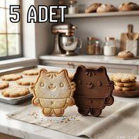 5Li Tombul Kedi Hamur Şekillendirici Kurabiye Kalıbı Oyun Hamuru Kalıbı 6 5 cm