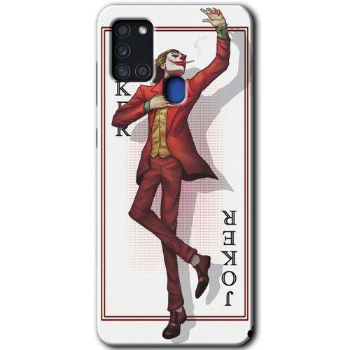 MRCİLETİSİM MRCİLETİSİM Samsung Galaxy A21s Kılıf HD Desen Baskılı Arka Kapak + Temperli Cam - Joker İskambil