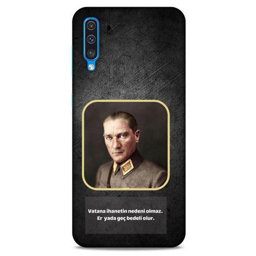 Samsung Galaxy A50 Kılıf Atatürk (3) Kapak Antrasit